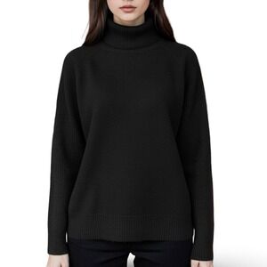 LINY XIN Pure Fine Merino Wool Turtleneck Sweater Women Small Black Minimalist